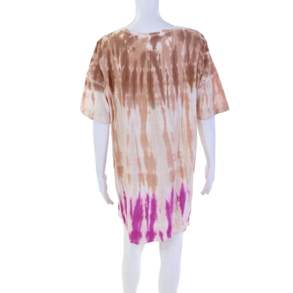 Z Supply Women's Short Sleeves Round Neck Tie Dye Mini T-Shirt Dress Size M
